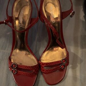Michelle D Red Strappy Heels / 2” heels